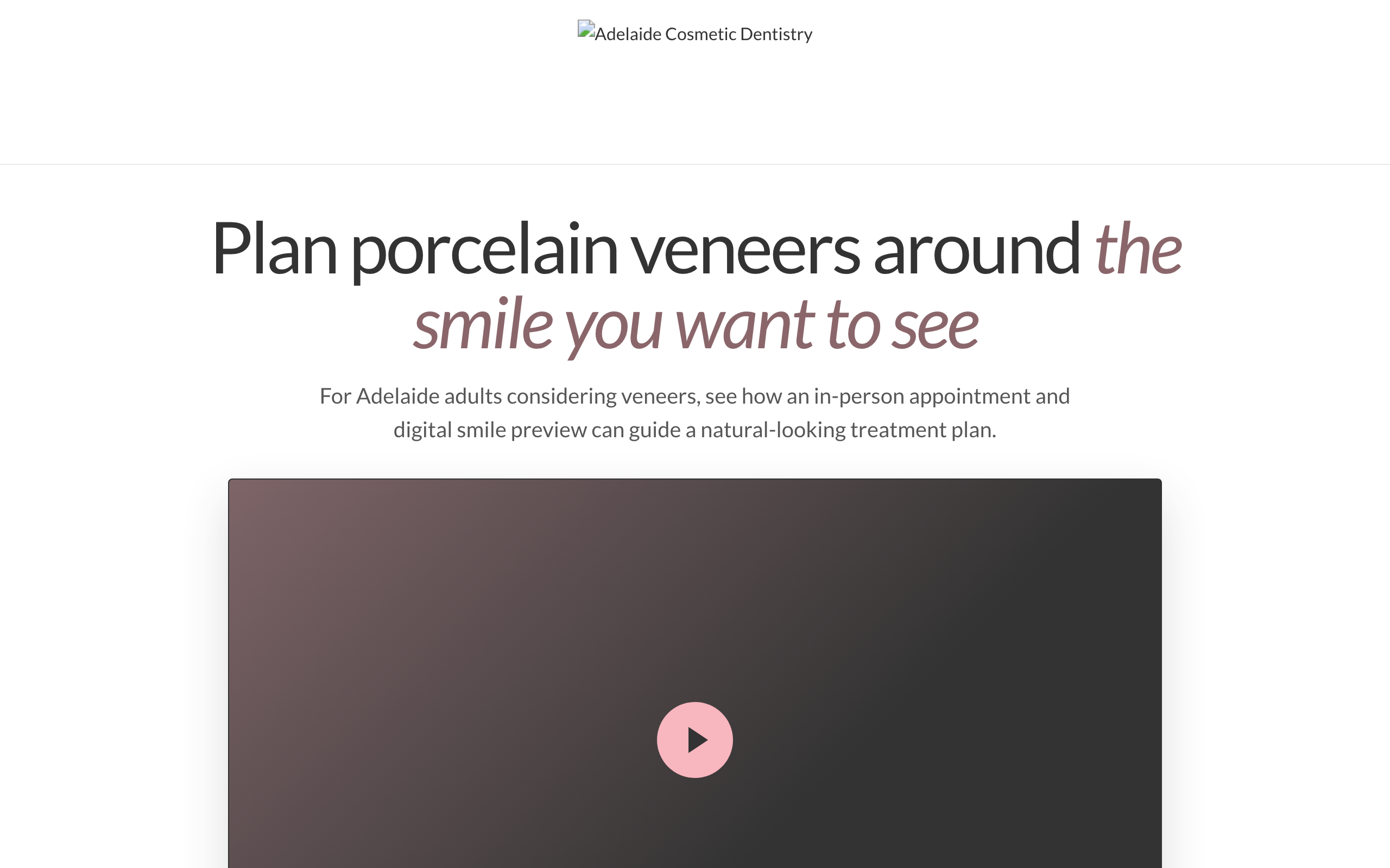 Landing page preview for Adelaide Cosmetic Dentistry